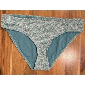 Time And Tru Bikini Bottom Teal White Textured Women's Size Medium 8/10